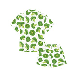 Cute broccoli pattern Kids' Boys' Girls' V-Neck Short Pajama Set