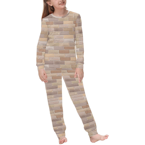 Brick Printed Pattern Print Design 01 Kids' Boys' Girls' All Over Print Pajama Set