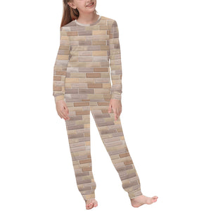 Brick Printed Pattern Print Design 01 Kids' Boys' Girls' All Over Print Pajama Set