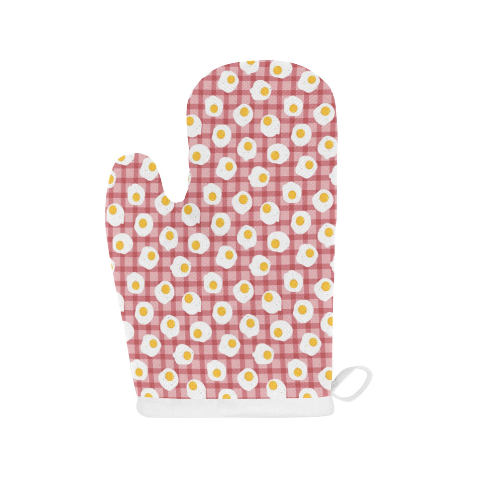 Fried Eggs Pattern Print Design 03 Heat Resistant Oven Mitts