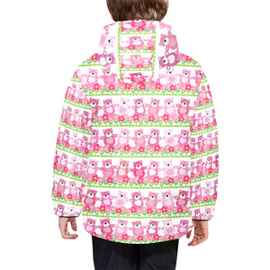 Teddy Bear Pattern Print Design 04 Kids' Boys' Girls' Padded Hooded Jacket