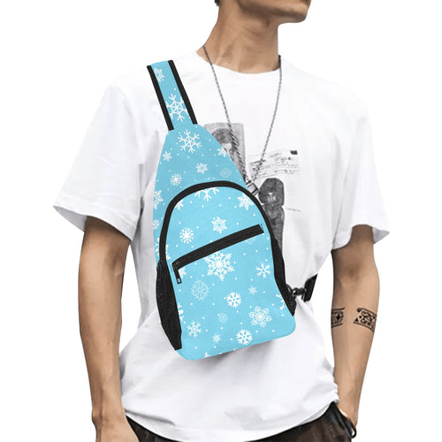 Snowflake pattern blue background All Over Print Chest Bag