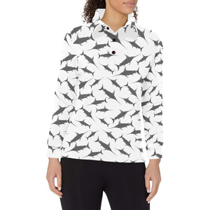 Swordfish Pattern Print Design 04 Women's Long Sleeve Polo Shirt