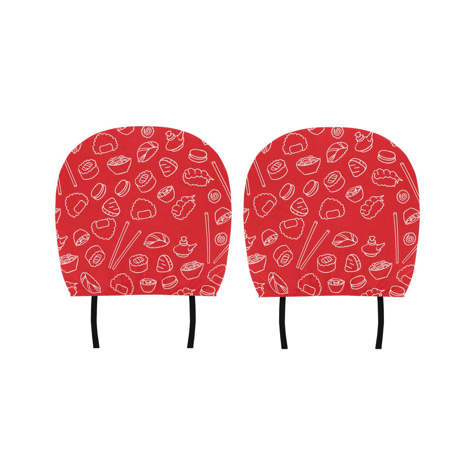 sushi pattern red background Car Headrest Cover