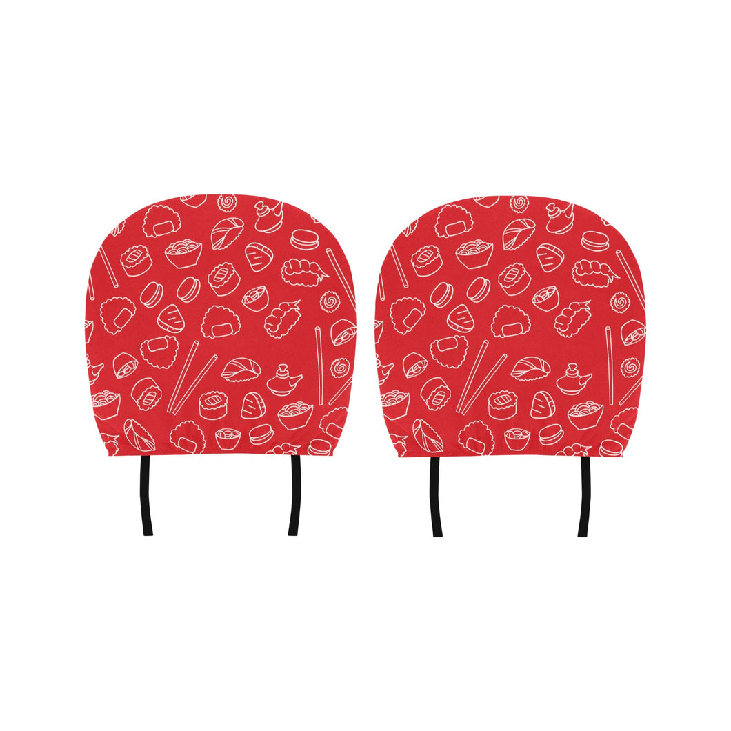 sushi pattern red background Car Headrest Cover