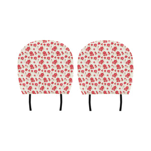 Rose Pattern Print Design 01 Car Headrest Cover