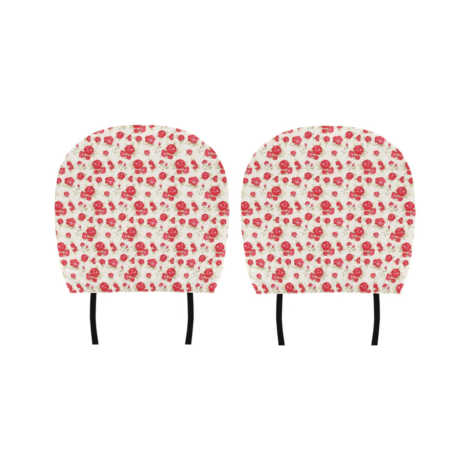 Rose Pattern Print Design 01 Car Headrest Cover