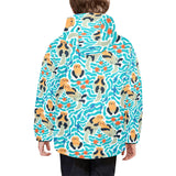 Cute sea otters fishe sea urchin pattern Kids' Boys' Girls' Padded Hooded Jacket