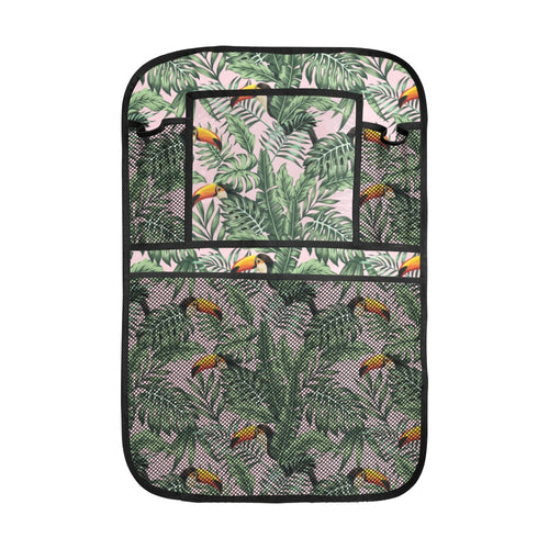 Toucan tropical green jungle palm pattern Car Seat Back Organizer