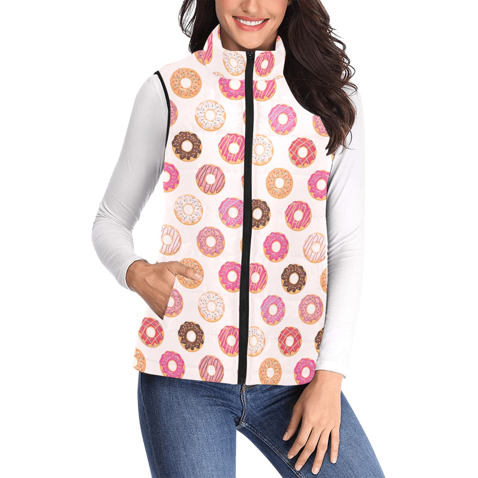 Colorful donut pattern Women's Padded Vest