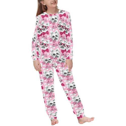 Yorkshire Terrier Pattern Print Design 03 Kids' Boys' Girls' All Over Print Pajama Set