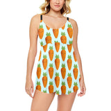 Carrot Pattern Print Design 03 Chest Sexy Pleated Two Piece Swim Dress