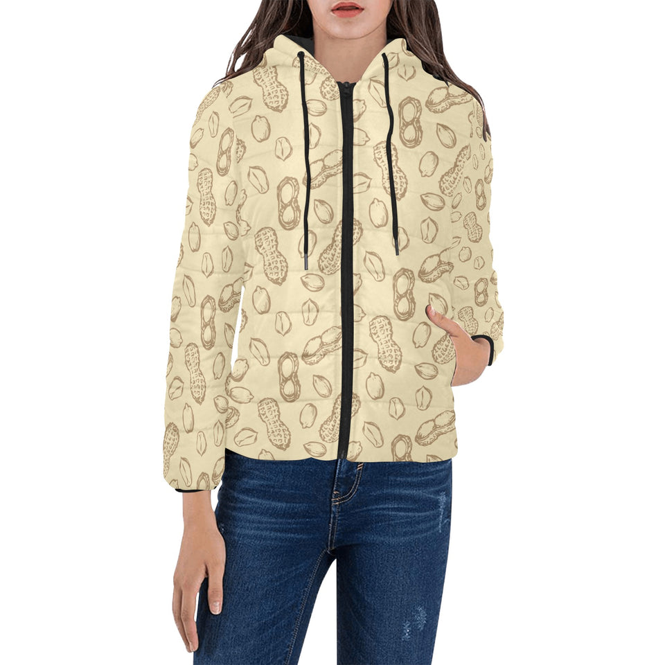 hand drawn peanuts pattern Women's Padded Hooded Jacket