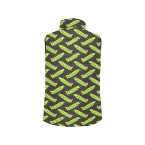 Green Peas Pattern Print Design 05 Women's Padded Vest