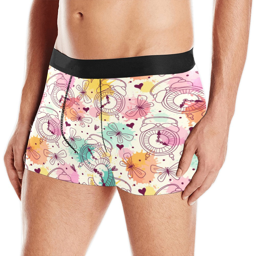 Clock butterfly pattern Men's All Over Print Boxer Briefs Men's Underwear