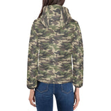 Dark Green camouflage pattern Women's Padded Hooded Jacket
