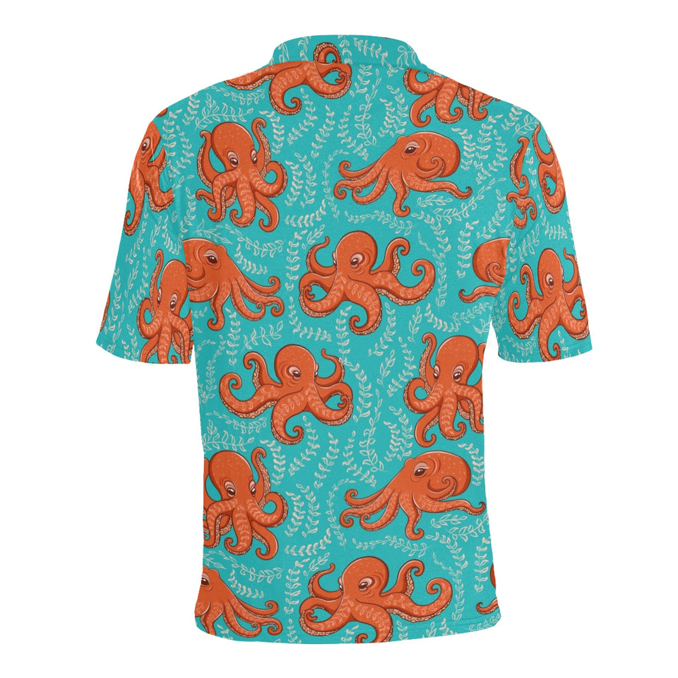 Octopus turquoise background Men's All Over Print Polo Shirt
