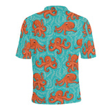 Octopus turquoise background Men's All Over Print Polo Shirt