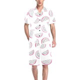 dragon fruit pattern Men's V-Neck Short Pajama Set