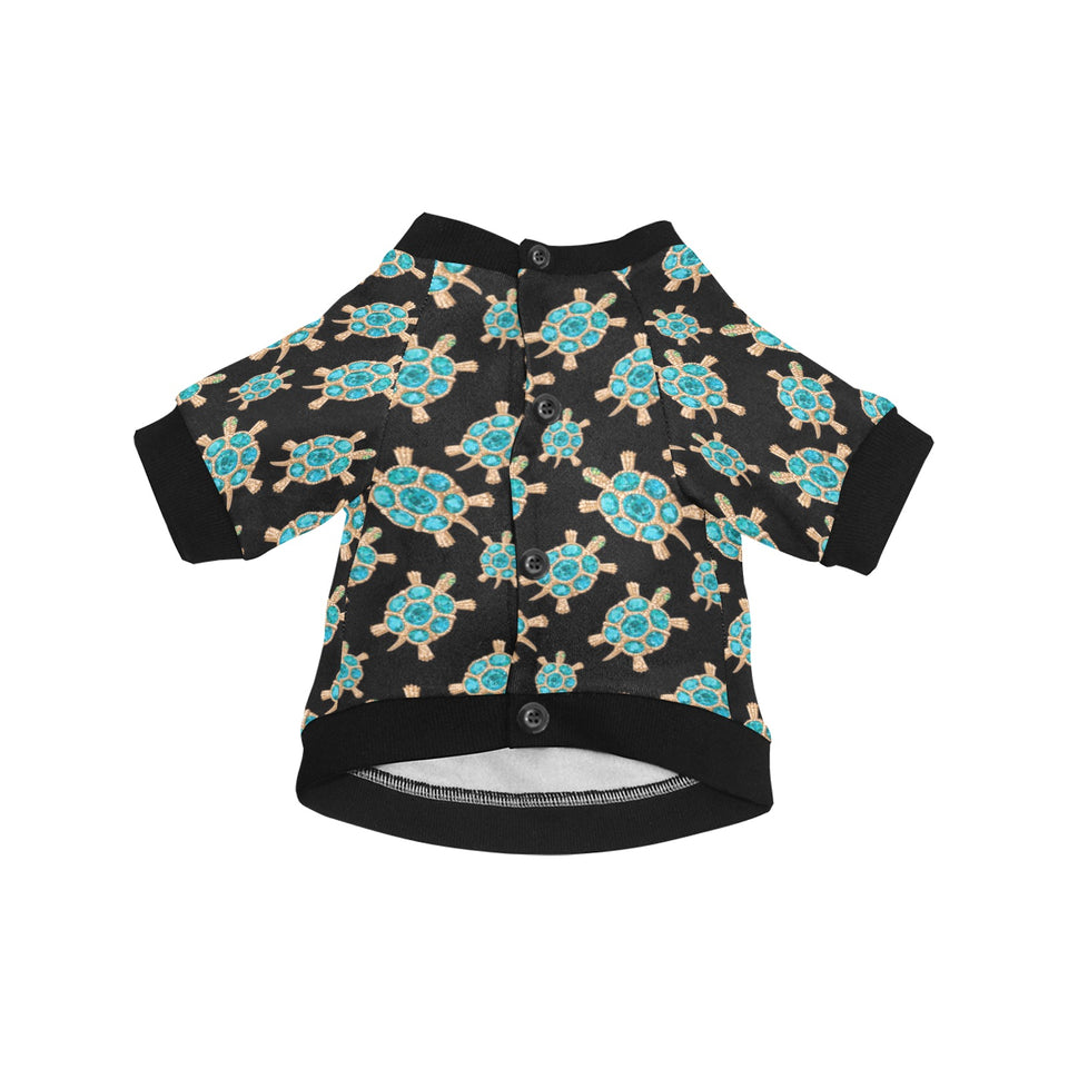 Sea turtle blue stone pattern All Over Print Pet Dog Round Neck Fuzzy Shirt