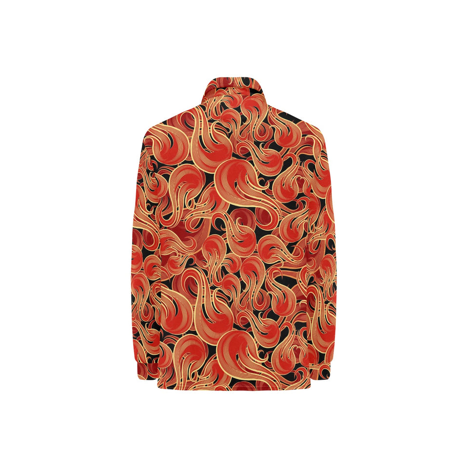 Fire flame pattern Women's Long Sleeve Polo Shirt