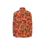 Fire flame pattern Women's Long Sleeve Polo Shirt