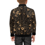 Gold peacock feather pattern Kids' Boys' Girls' Bomber Jacket