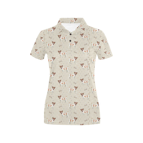 Jack Russel Pattern Print Design 02 Women's All Over Print Polo Shirt
