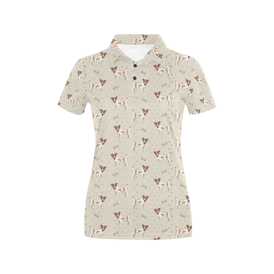Jack Russel Pattern Print Design 02 Women's All Over Print Polo Shirt