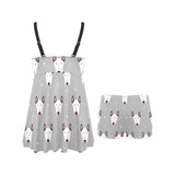 Bull Terrier Pattern Print Design 05 Chest Sexy Pleated Two Piece Swim Dress