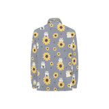 Cute hamster sunflower pattern background Women's Long Sleeve Polo Shirt