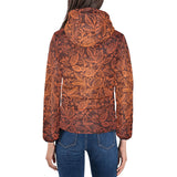 cacao beans tribal polynesian pattern Women's Padded Hooded Jacket