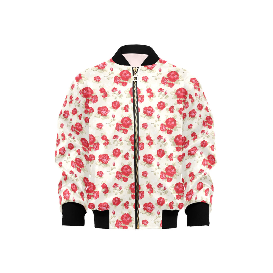 Rose Pattern Print Design 01 Kids' Boys' Girls' Bomber Jacket