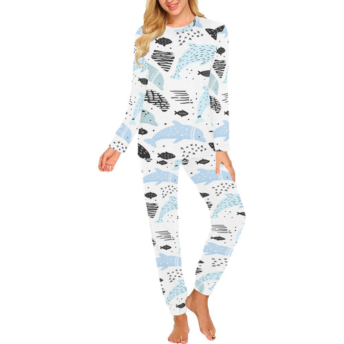 Cute dolphins Childish Style pattern Women's All Over Print Pajama Set