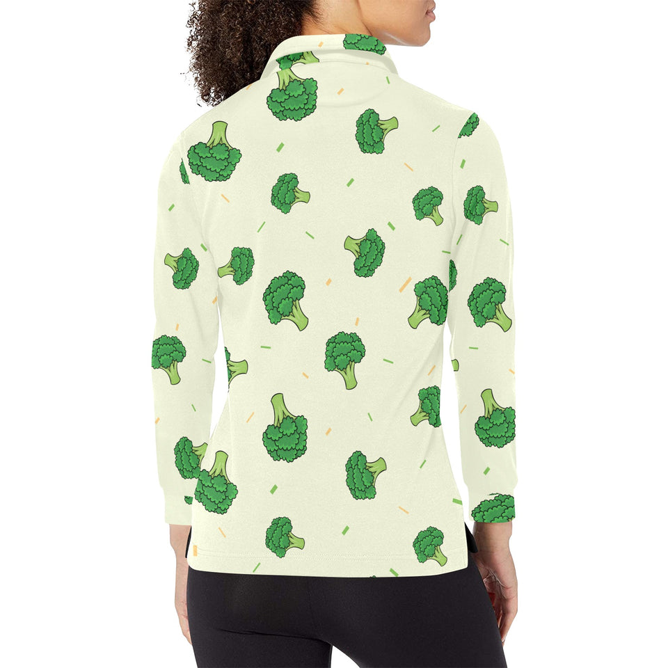 Broccoli pattern Women's Long Sleeve Polo Shirt