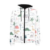 Cute cartoon dinosaurs tree pattern Men's Padded Hooded Jacket