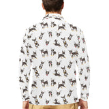 Chihuahua dog pattern Men's Long Sleeve Polo Shirt