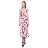 pink sketch tulip pattern V-Neck Open Fork Long Dress
