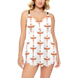 Sausage Pattern Print Design 05 Chest Sexy Pleated Two Piece Swim Dress