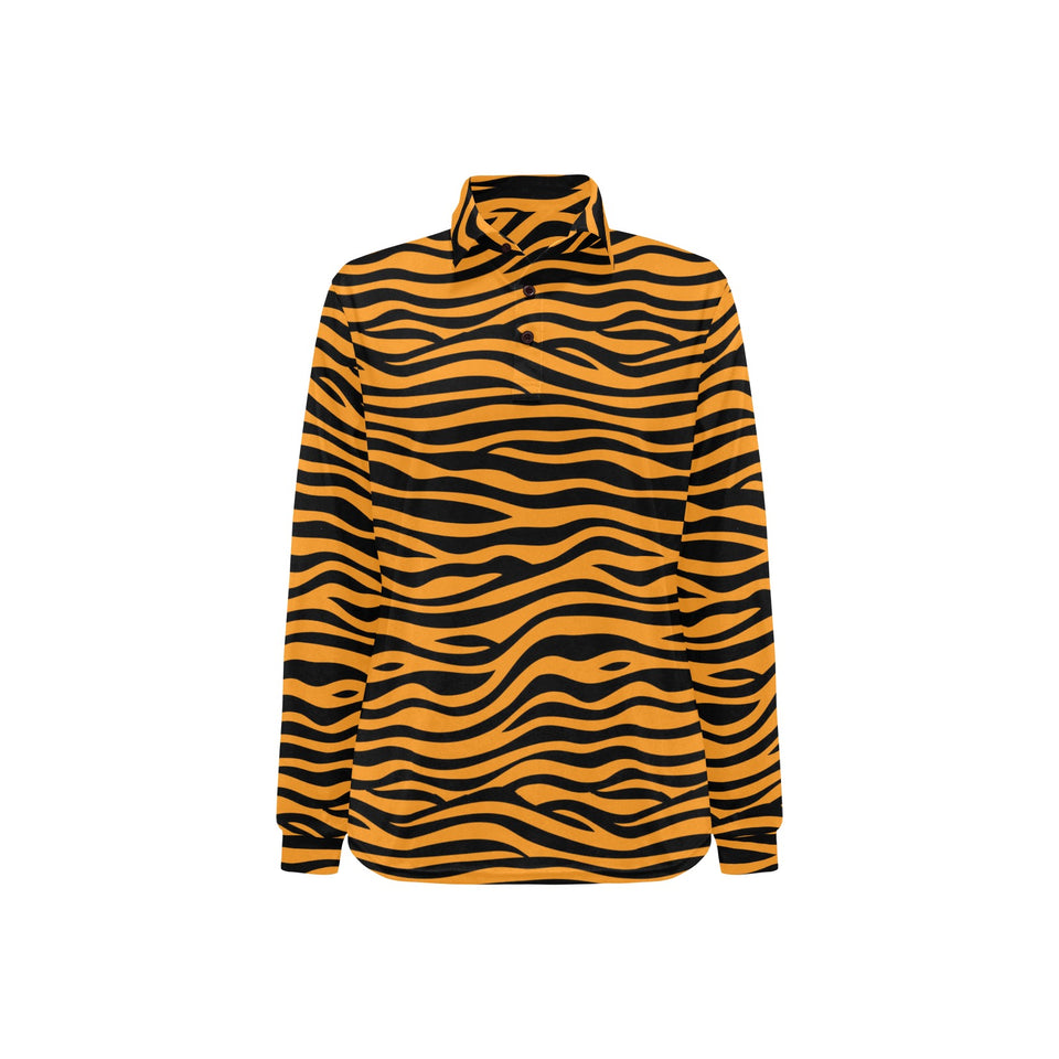 Bengal tigers skin print pattern background Women's Long Sleeve Polo Shirt