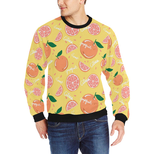 Grapefruit yellow background Men's Crew Neck Sweatshirt