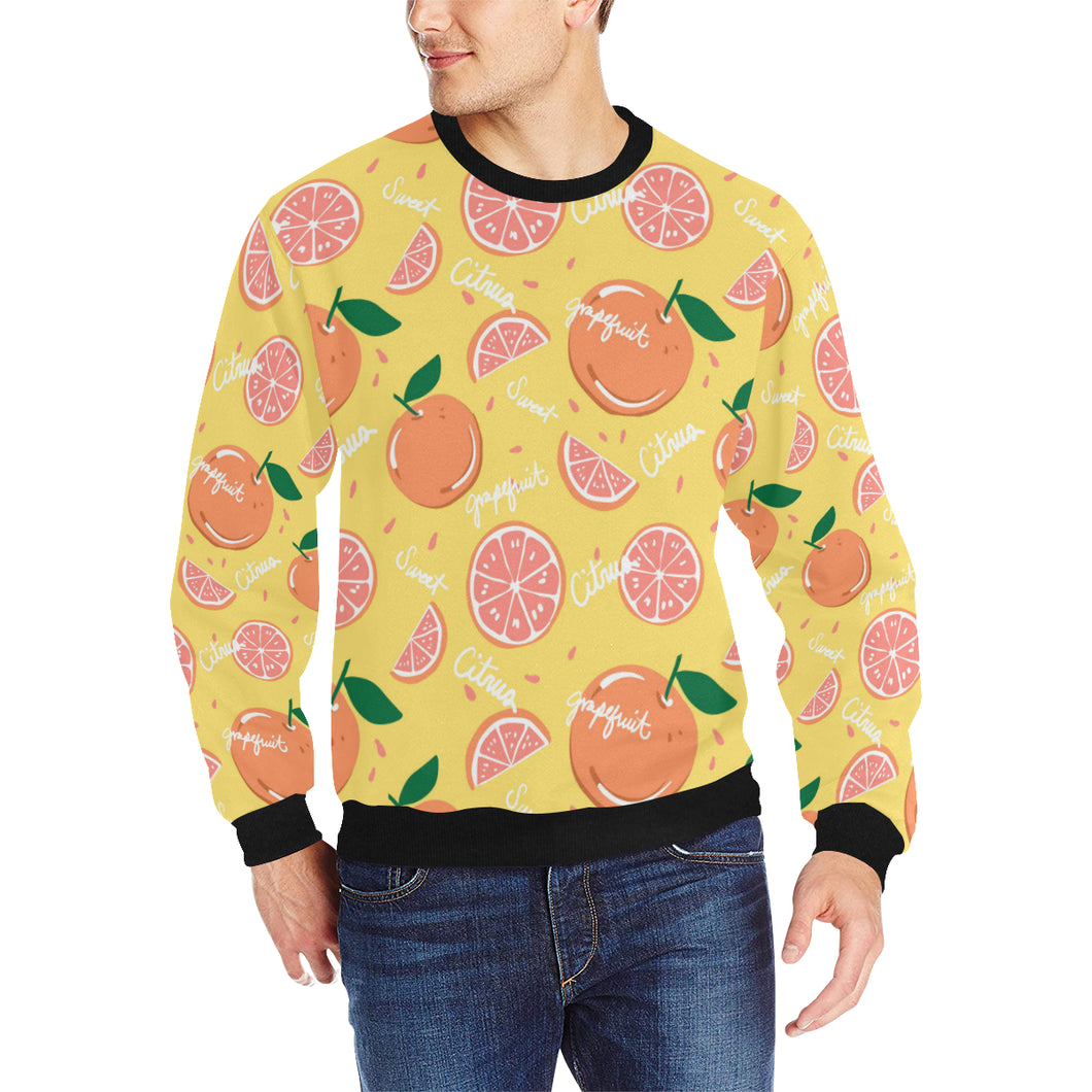 Grapefruit yellow background Men's Crew Neck Sweatshirt