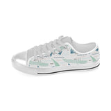 Crocodile diver pattern Men's Low Top Canvas Shoes White