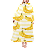 Banana pattern blackground Blanket Robe with Sleeves