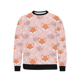 Cute fox pattern pink background Men's Crew Neck Sweatshirt
