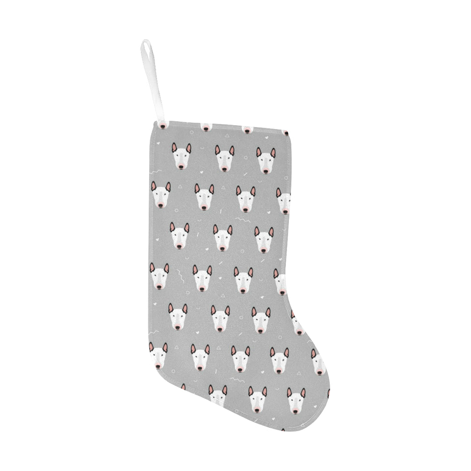 Bull Terrier Pattern Print Design 05 Christmas Stocking