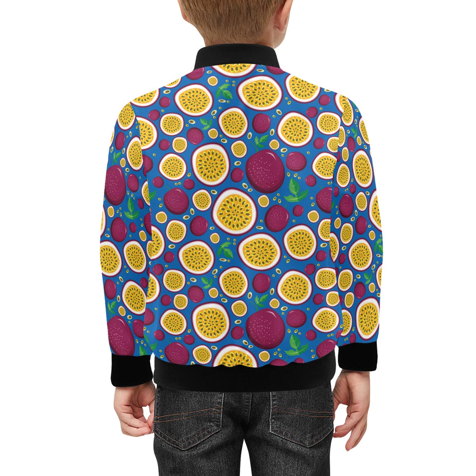 Passion fruit blue background Kids' Boys' Girls' Bomber Jacket