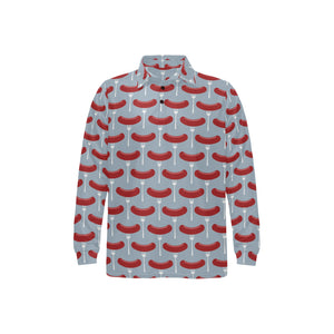 Sausage Pattern Print Design 02 Men's Long Sleeve Polo Shirt