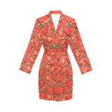 Red Tomato Pattern Women's Long Sleeve Belted Night Robe
