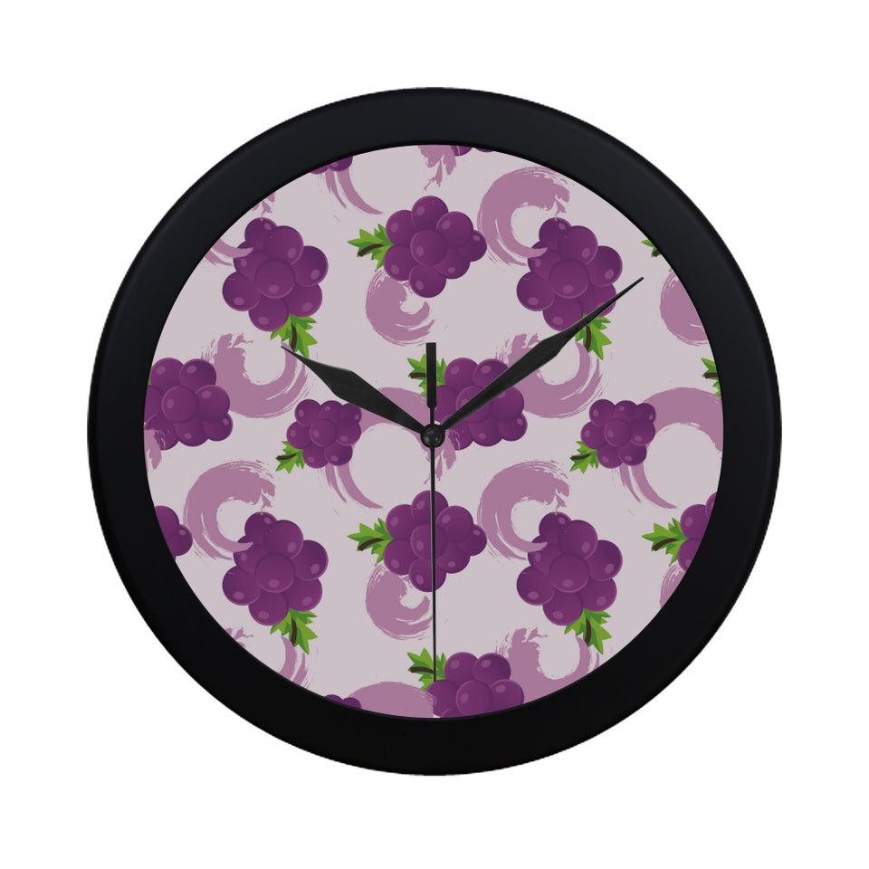 Cute Grape pattern Elegant Black Wall Clock